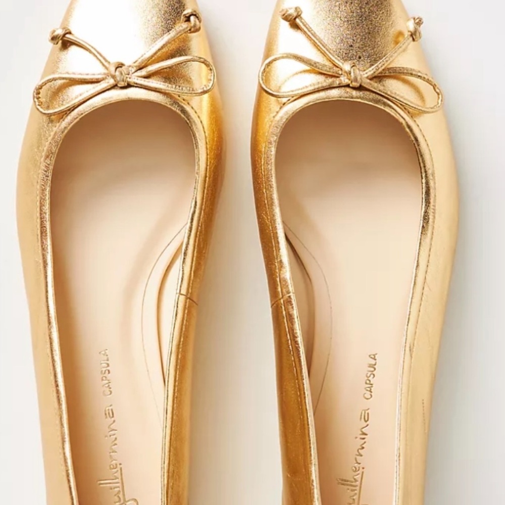 Anthropologie Guilhermina Gold Ballet Flat